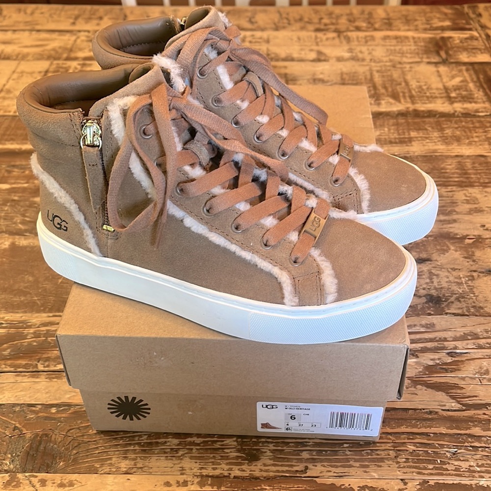 BRAND NEW UGG Olli Heritage sneaker boot. Women’s size 6 Tan.